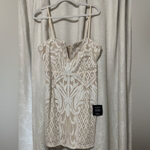 Lulu’s beaded/sequin nude lined dress. XL BNWT
